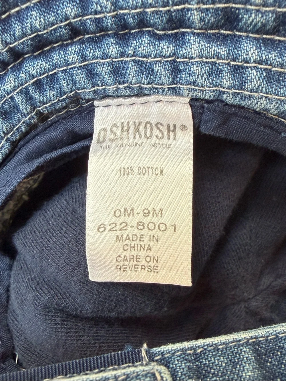 Vintage Y2K OshKosh B'Gosh Infant Denim Bucket Hat 100% Cotton
